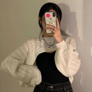 Yesstyle HotBlock - Long-Sleeve Plain Perforated Shrug